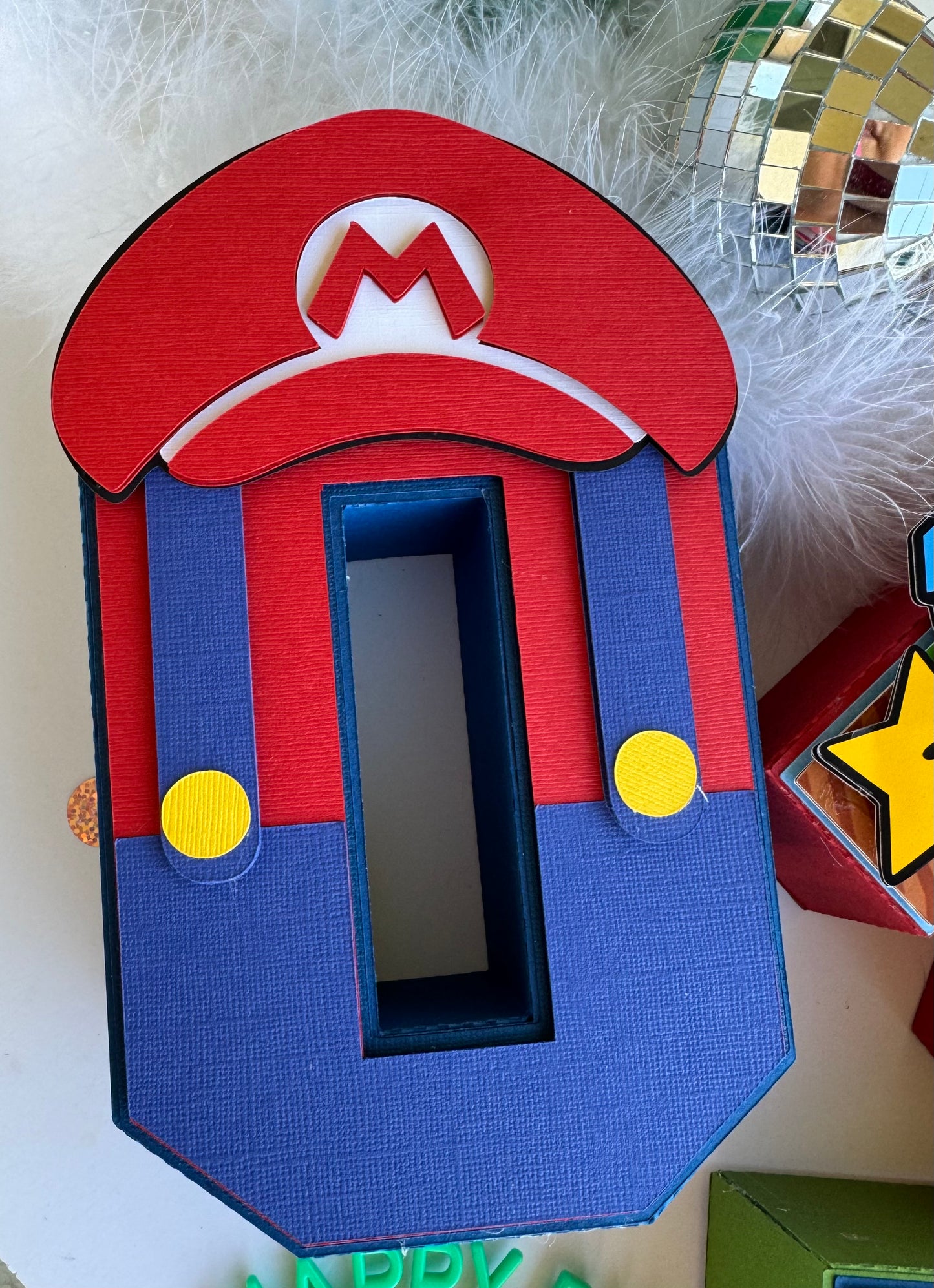 Super Mario 3D letters for centerpiece decor.