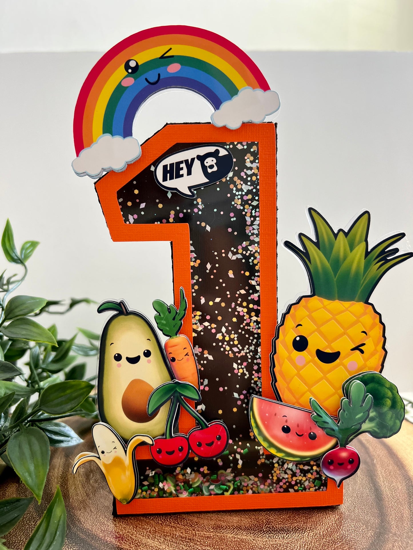 Hey Bear Sensory Numbering Party Decor. ONE 3D. Birthday 3D Party Decor Lettering