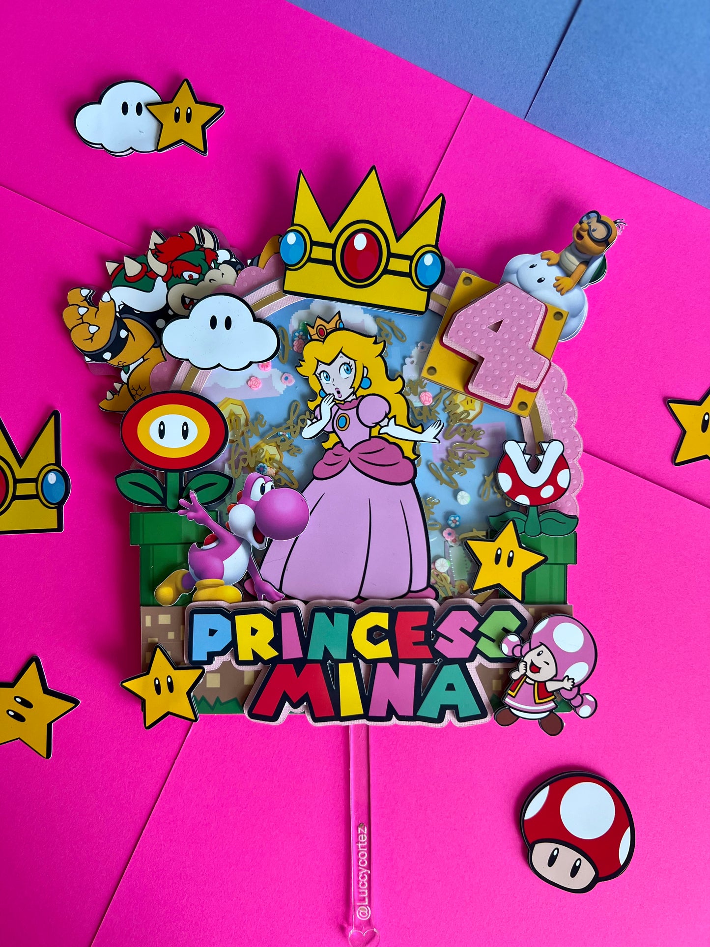 Topper de Bolo Princesa Peach - Decoração Princesa Peach - Aniversário Princesa Peach - Topper de Bolo Princesa Menina