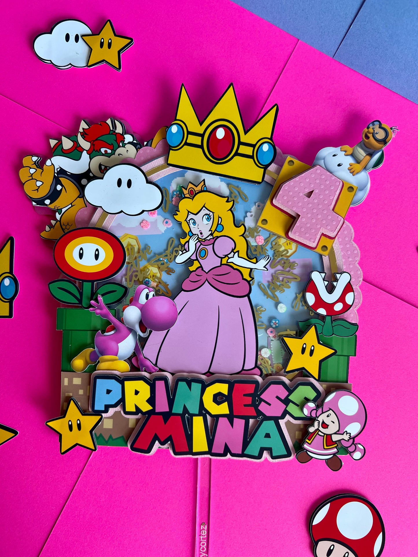 Topper de Bolo Princesa Peach - Decoração Princesa Peach - Aniversário Princesa Peach - Topper de Bolo Princesa Menina