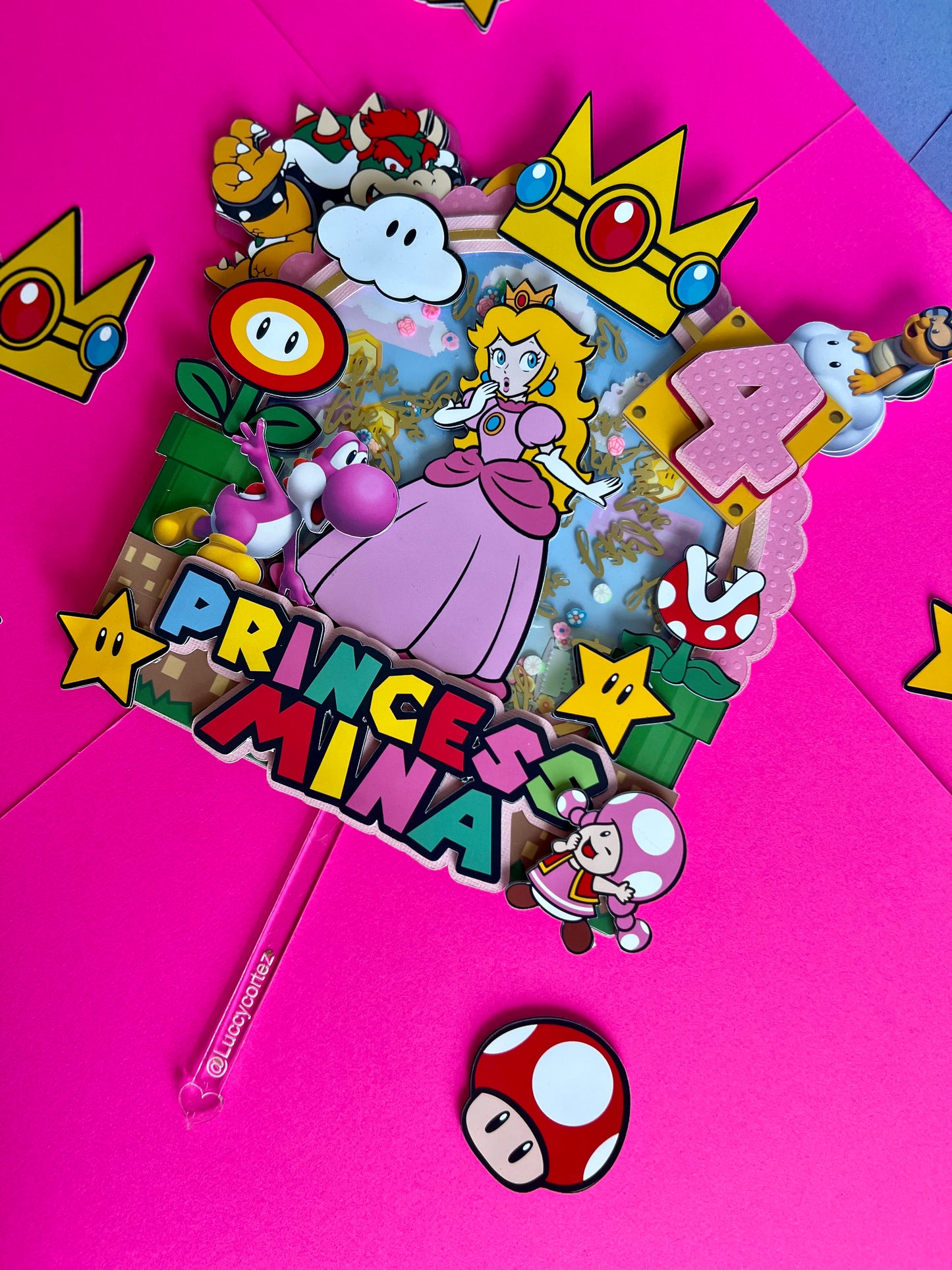 Topper de Bolo Princesa Peach - Decoração Princesa Peach - Aniversário Princesa Peach - Topper de Bolo Princesa Menina