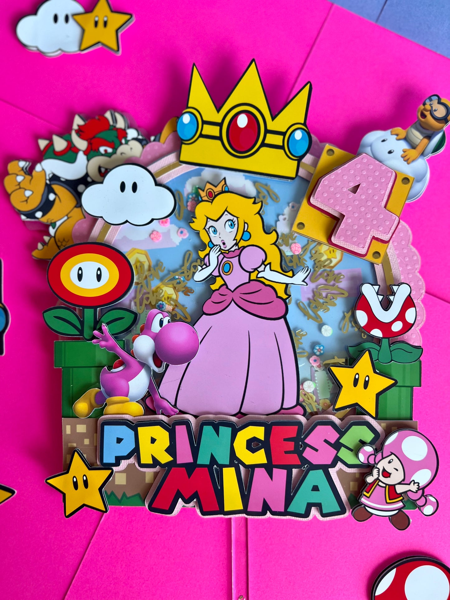 Topper de Bolo Princesa Peach - Decoração Princesa Peach - Aniversário Princesa Peach - Topper de Bolo Princesa Menina