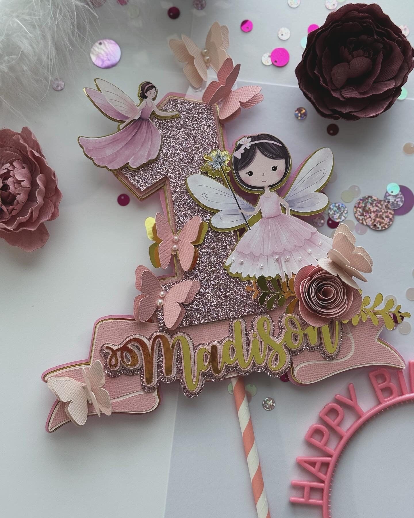 Fairy 1st Birthday | Butterfly Magical Cake Topper | Enchanted Fairy | First Birthday Fairy Garden Birthday Topper | Fairy Party Decoration