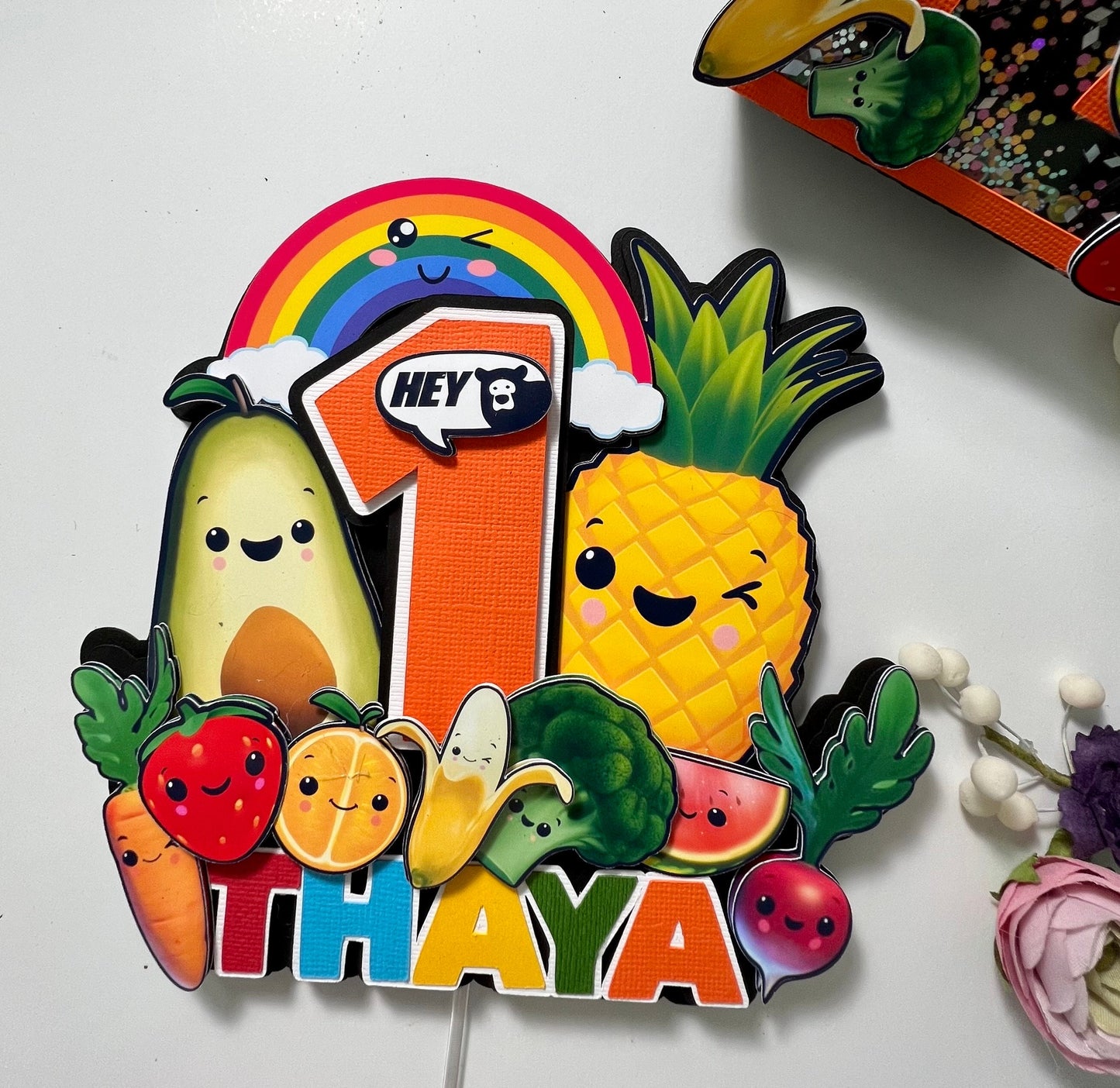 Hey Bear Sensory Cake Topper | Hey Bear Happy Birthday | Hey Bear smash Party | Cake Topper for Kids | Birthday Decor | Kids Birthday