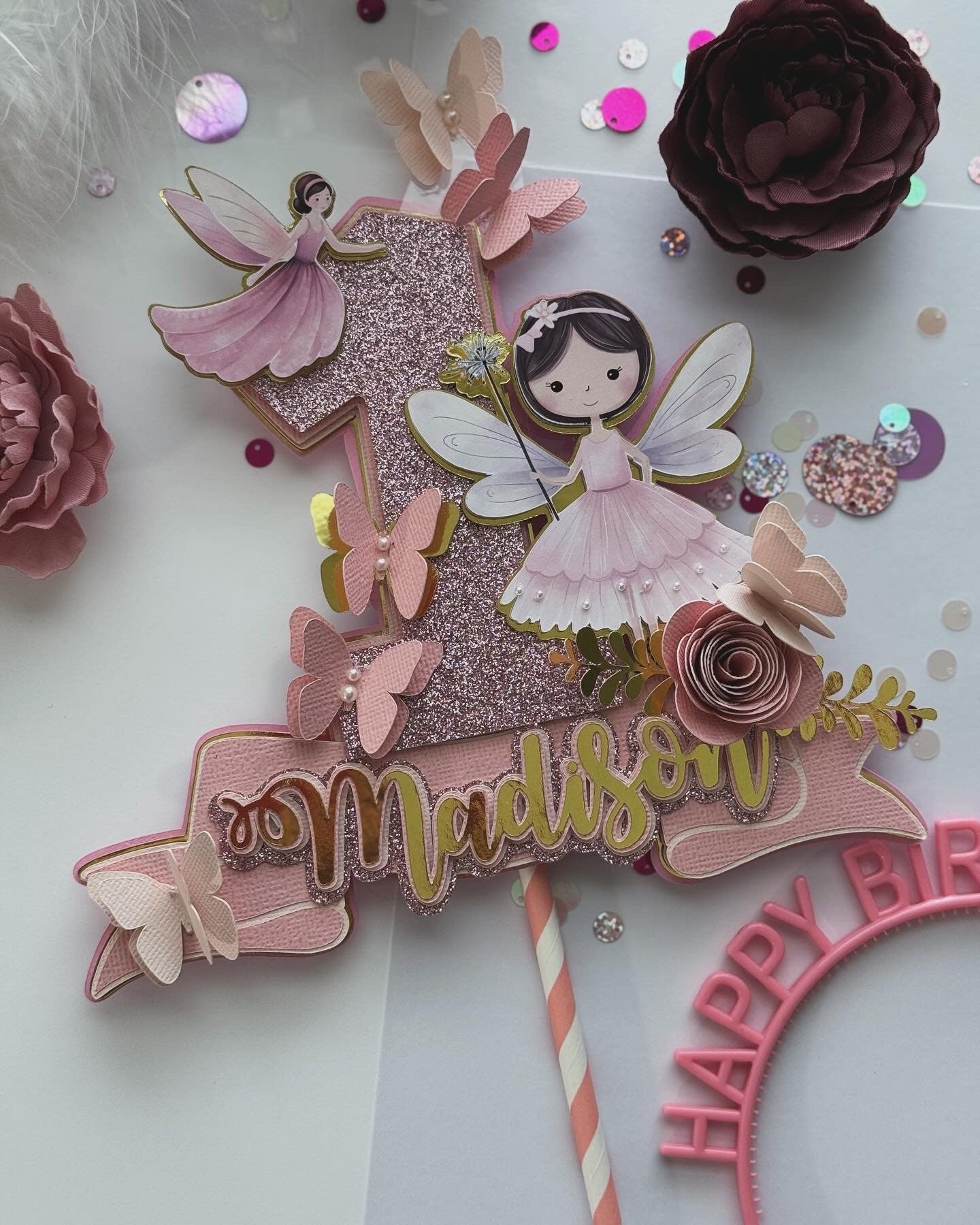 Fairy 1st Birthday | Butterfly Magical Cake Topper | Enchanted Fairy | First Birthday Fairy Garden Birthday Topper | Fairy Party Decoration