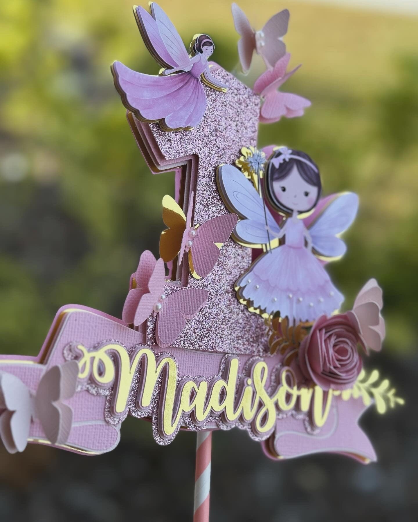 Fairy 1st Birthday | Butterfly Magical Cake Topper | Enchanted Fairy | First Birthday Fairy Garden Birthday Topper | Fairy Party Decoration