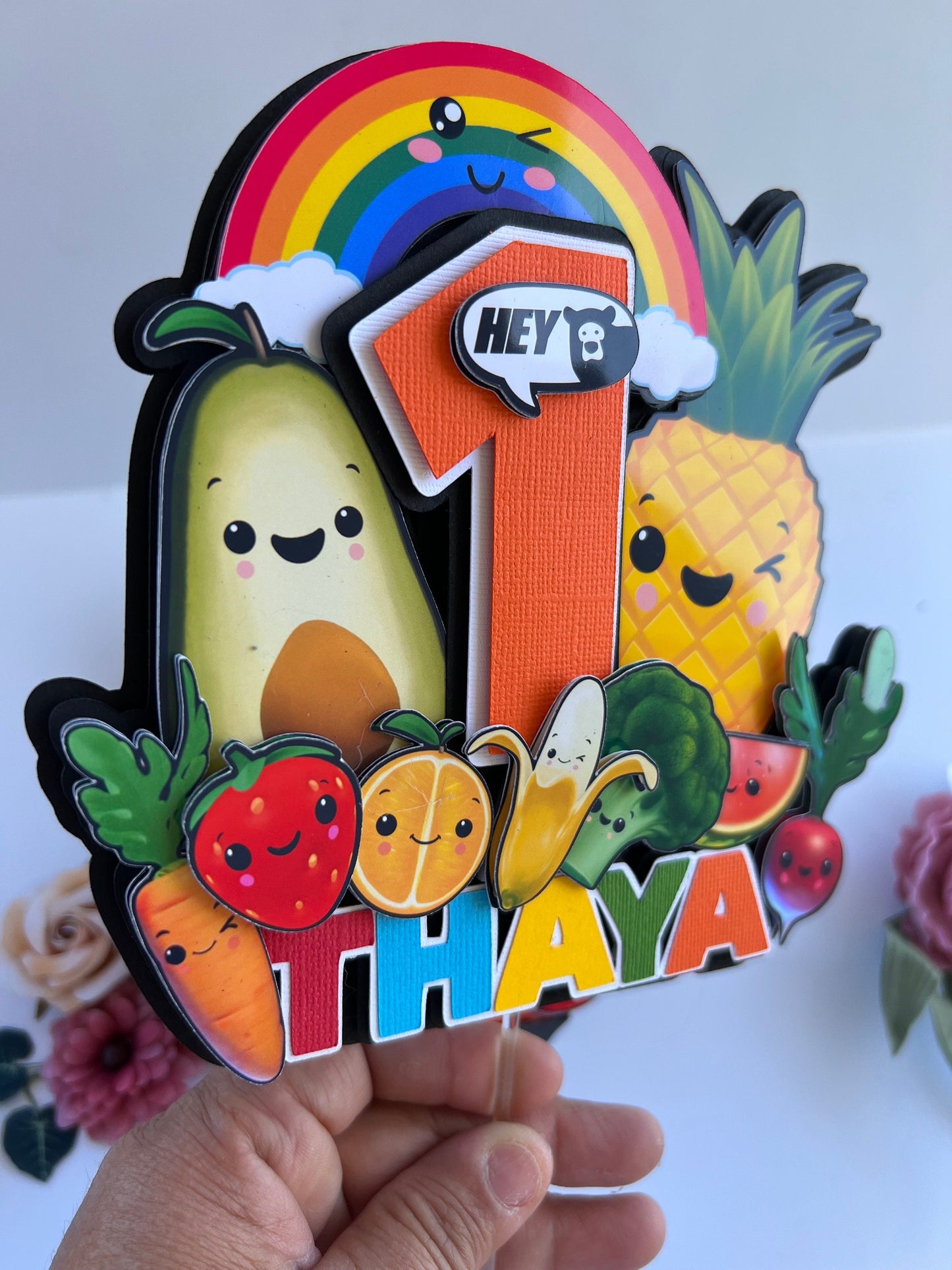 Hey Bear Sensory Cake Topper | Hey Bear Happy Birthday | Hey Bear smash Party | Cake Topper for Kids | Birthday Decor | Kids Birthday