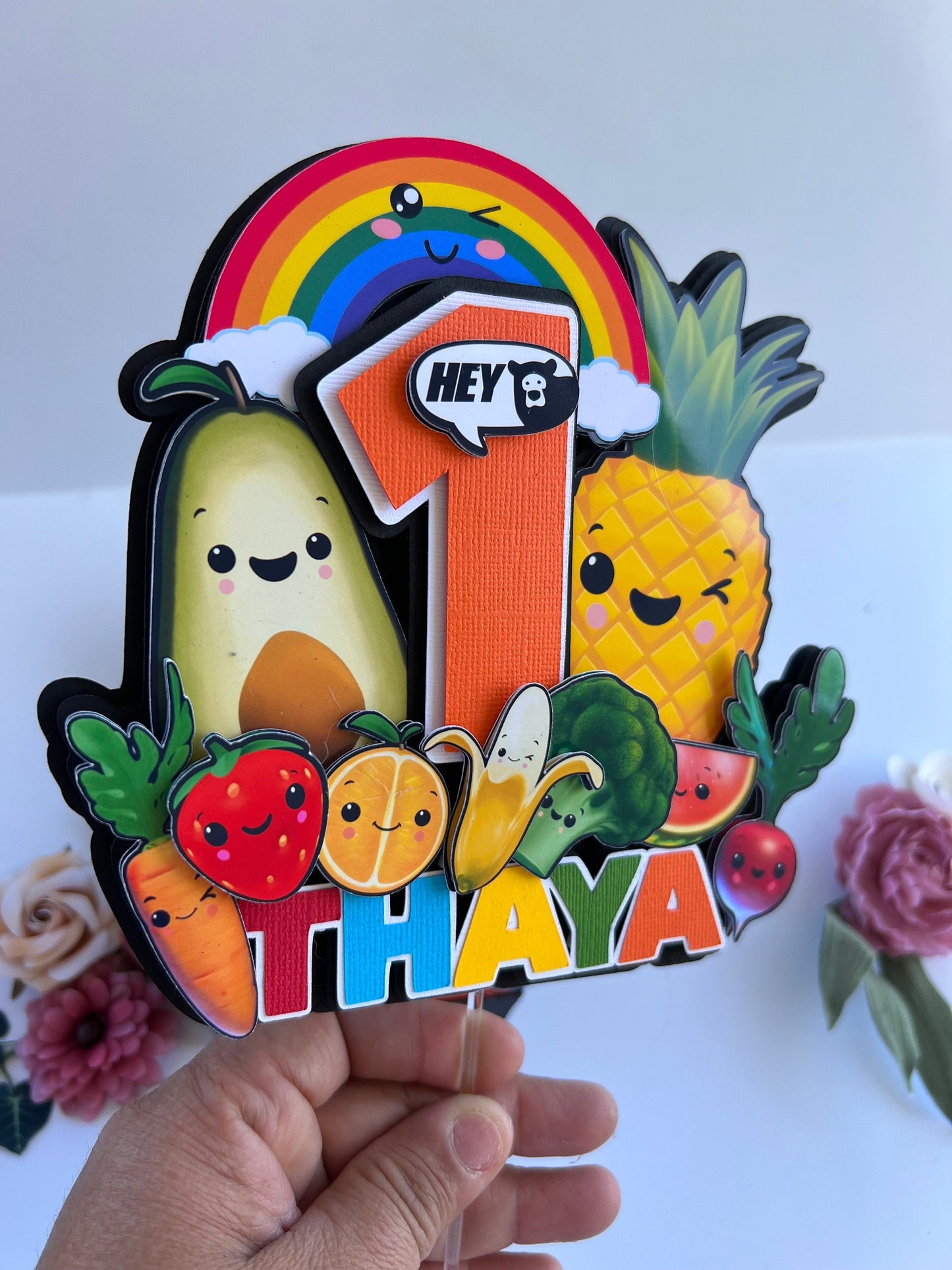 Hey Bear Sensory Cake Topper | Hey Bear Happy Birthday | Hey Bear smash Party | Cake Topper for Kids | Birthday Decor | Kids Birthday