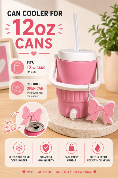 Can Cooler Cup with Bow Can Opener – Reusable Drink Holder - 12 Oz (Copy)
