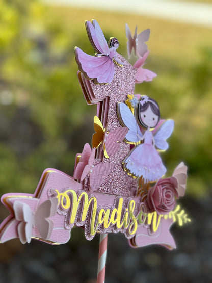 Fairy 1st Birthday | Butterfly Magical Cake Topper | Enchanted Fairy | First Birthday Fairy Garden Birthday Topper | Fairy Party Decoration