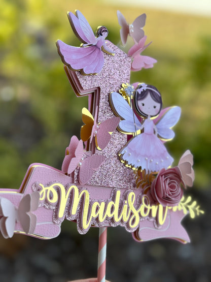 Fairy 1st Birthday | Butterfly Magical Cake Topper | Enchanted Fairy | First Birthday Fairy Garden Birthday Topper | Fairy Party Decoration