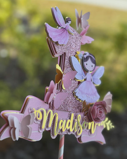 Fairy 1st Birthday | Butterfly Magical Cake Topper | Enchanted Fairy | First Birthday Fairy Garden Birthday Topper | Fairy Party Decoration