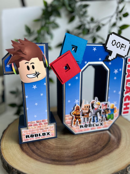 Roblox 3D letters - Roblox 3D Letters - Roblox Centerpiece Decor - Roblox game Birthday - 3D Number Roblox Decor for numbers 10,11,12