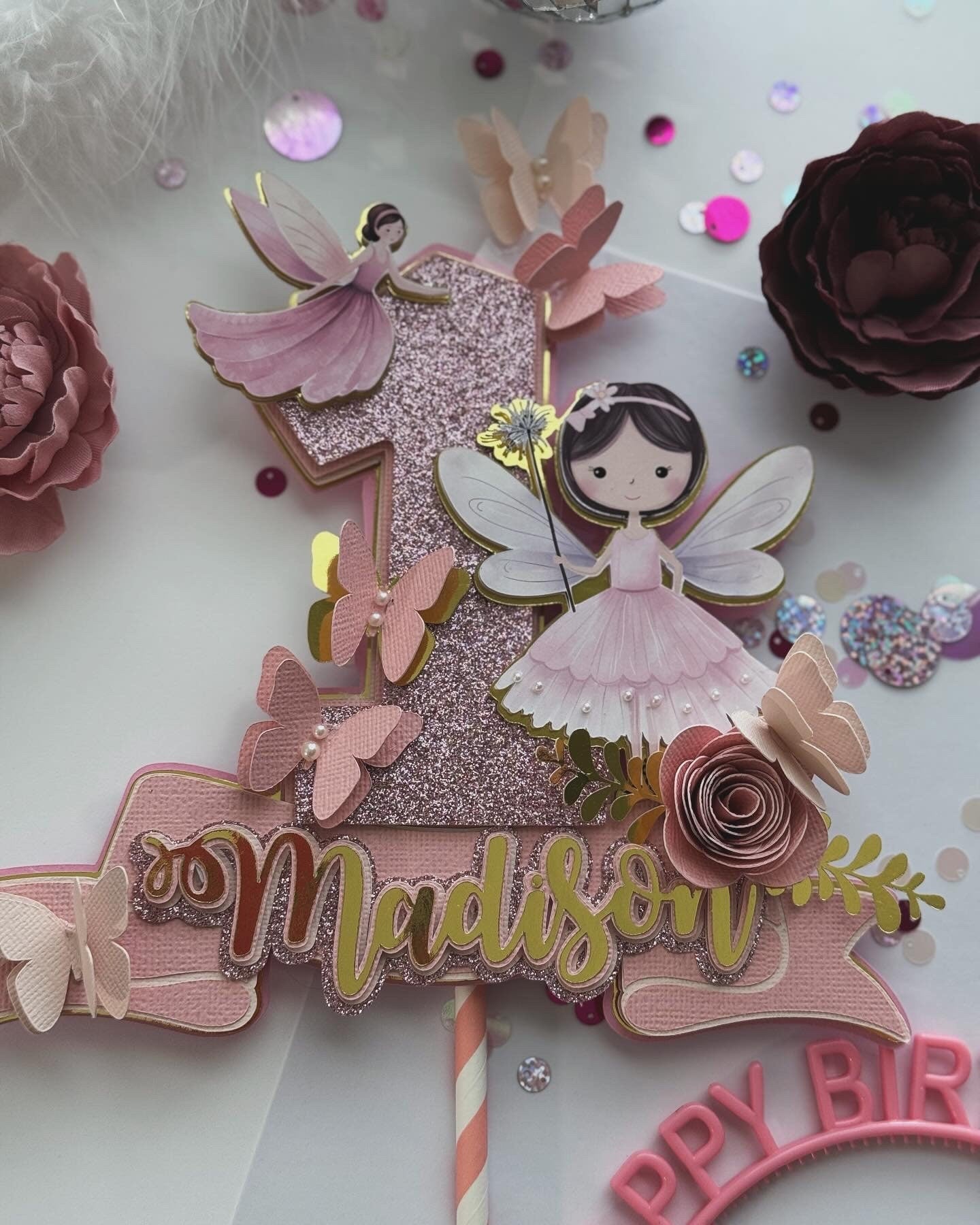 Fairy 1st Birthday | Butterfly Magical Cake Topper | Enchanted Fairy | First Birthday Fairy Garden Birthday Topper | Fairy Party Decoration