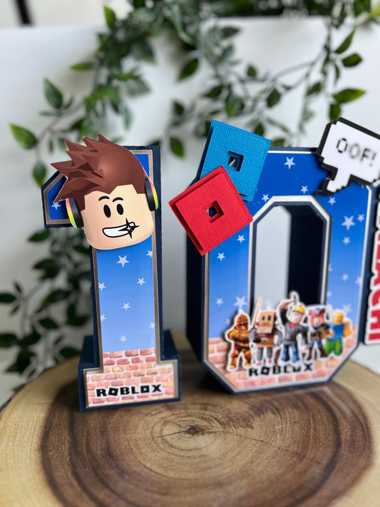 Roblox 3D letters - Roblox 3D Letters - Roblox Centerpiece Decor - Roblox game Birthday - 3D Number Roblox Decor for numbers 10,11,12