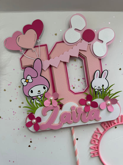 My Melody cake topper - Cinnamonroll birthday cake topper - My melody rolls party - Cinnamon girls cake topper