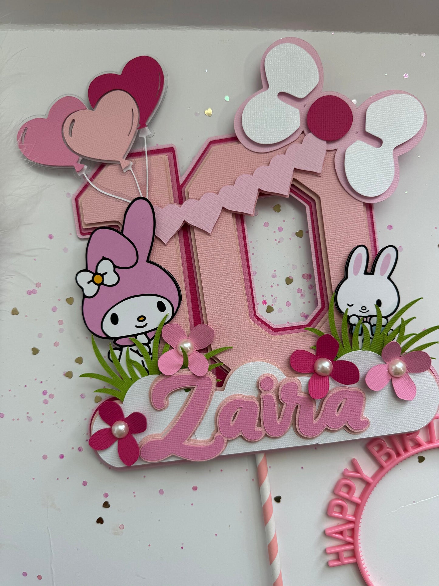 My Melody cake topper - Cinnamonroll birthday cake topper - My melody rolls party - Cinnamon girls cake topper