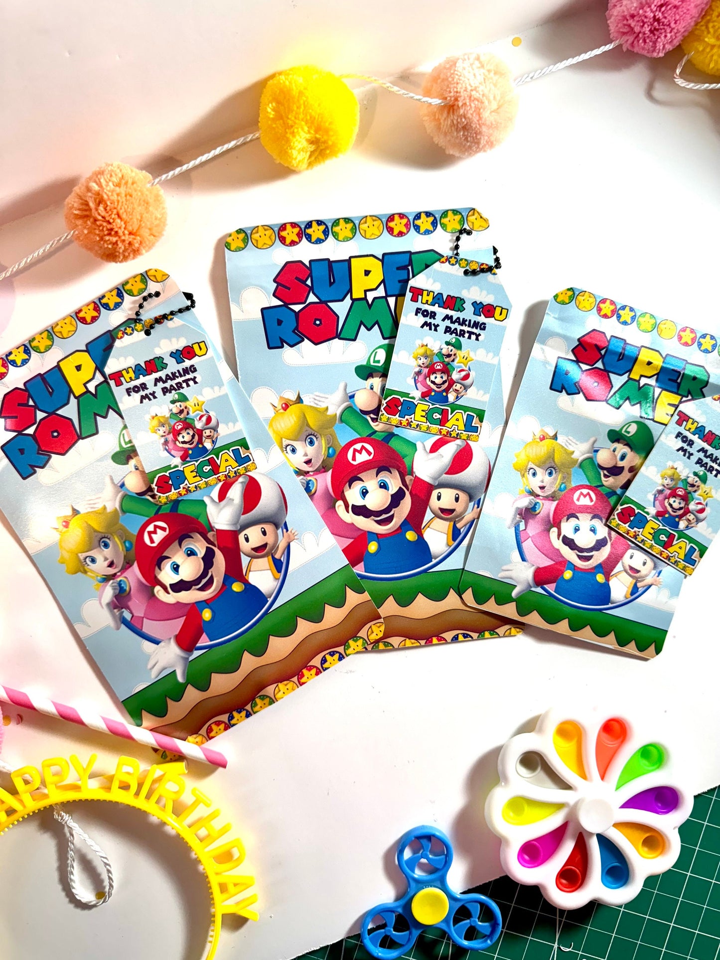 Super Mario Kids Favor bags - Souvenir bags, playdough kit, children's souvenirs, sensory EMPTY BAGS