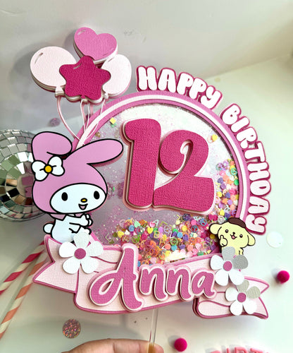 My Melody shaker cake topper - Melody birthday cake topper - My melody rolls party - Cinnamon girls cake topper