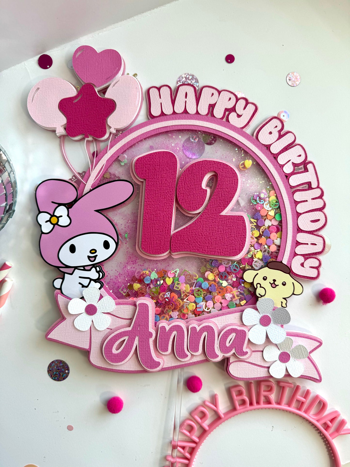 My Melody shaker cake topper - Melody birthday cake topper - My melody rolls party - Cinnamon girls cake topper