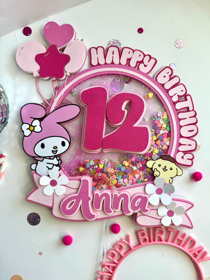 My Melody shaker cake topper - Melody birthday cake topper - My melody rolls party - Cinnamon girls cake topper