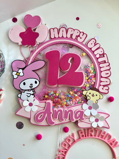 My Melody shaker cake topper - Melody birthday cake topper - My melody rolls party - Cinnamon girls cake topper