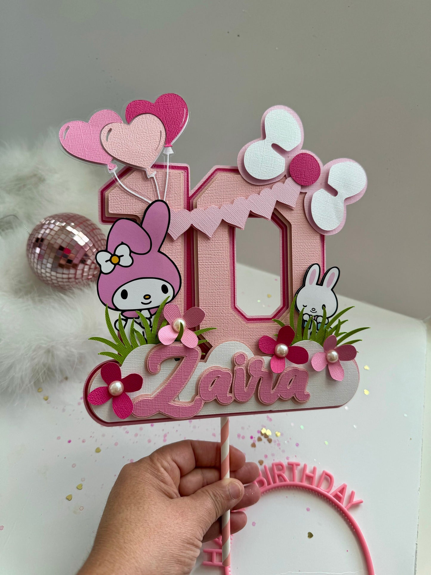 My Melody cake topper - Cinnamonroll birthday cake topper - My melody rolls party - Cinnamon girls cake topper