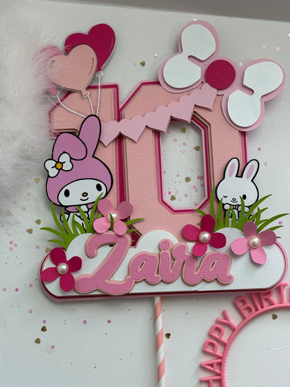 My Melody cake topper - Cinnamonroll birthday cake topper - My melody rolls party - Cinnamon girls cake topper