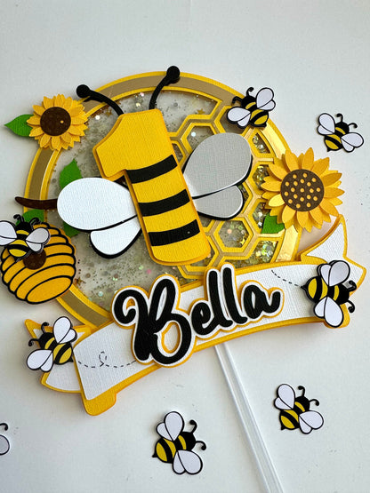 Honey Bee Cake Topper - Bee Honey Baby Cake Topper - Bee 3D Customized Cake Topper - Cake Topper Bee Theme - Kids Cake Topper