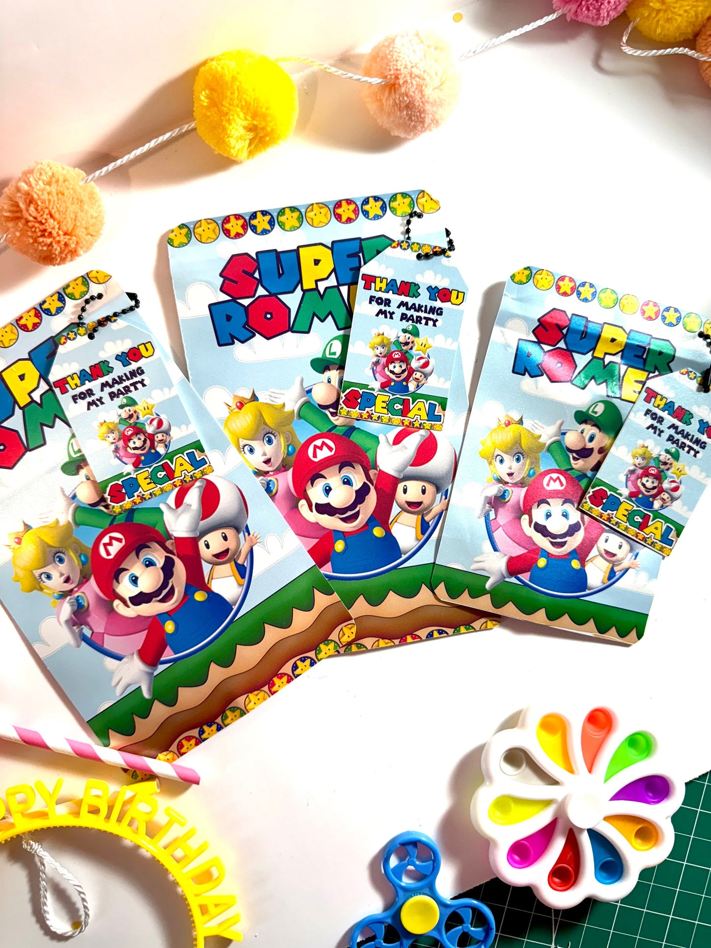 Super Mario Kids Favor bags - Souvenir bags, playdough kit, children's souvenirs, sensory EMPTY BAGS