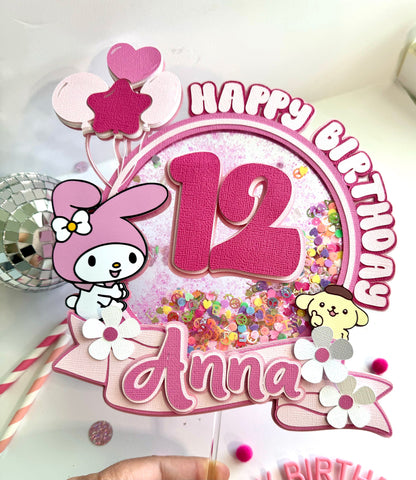 My Melody shaker cake topper - Melody birthday cake topper - My melody rolls party - Cinnamon girls cake topper