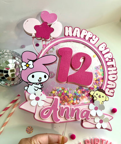 My Melody shaker cake topper - Melody birthday cake topper - My melody rolls party - Cinnamon girls cake topper