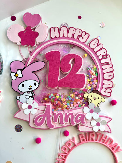 My Melody shaker cake topper - Melody birthday cake topper - My melody rolls party - Cinnamon girls cake topper