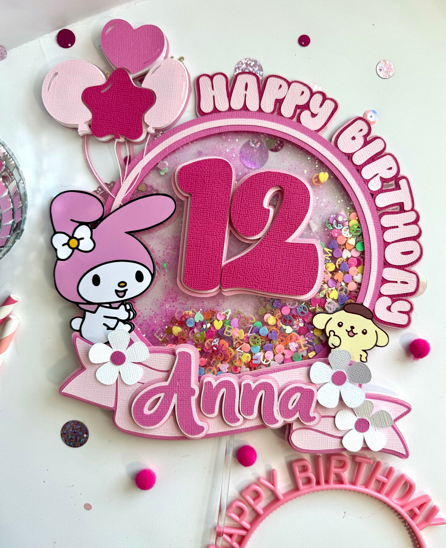 My Melody shaker cake topper - Melody birthday cake topper - My melody rolls party - Cinnamon girls cake topper