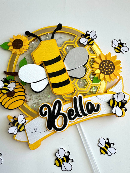 Honey Bee Cake Topper - Bee Honey Baby Cake Topper - Bee 3D Customized Cake Topper - Cake Topper Bee Theme - Kids Cake Topper