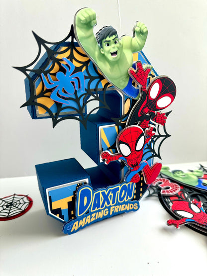 Spidey & his amazing friends The Amazing Friends Centerpiece Decor, Spiderman Party Favor, 3D Spiderman decor, Boy Spider-Man Birthday