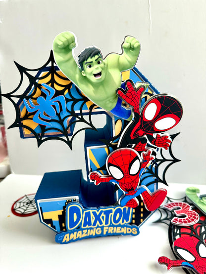 Spidey & his amazing friends The Amazing Friends Centerpiece Decor, Spiderman Party Favor, 3D Spiderman decor, Boy Spider-Man Birthday