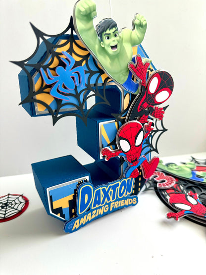 Spidey & his amazing friends The Amazing Friends Centerpiece Decor, Spiderman Party Favor, 3D Spiderman decor, Boy Spider-Man Birthday