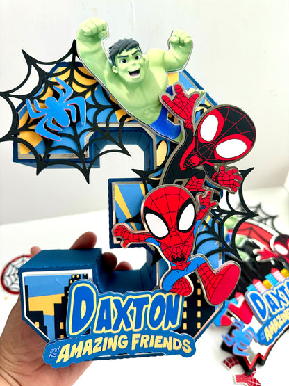 Spidey & his amazing friends The Amazing Friends Centerpiece Decor, Spiderman Party Favor, 3D Spiderman decor, Boy Spider-Man Birthday