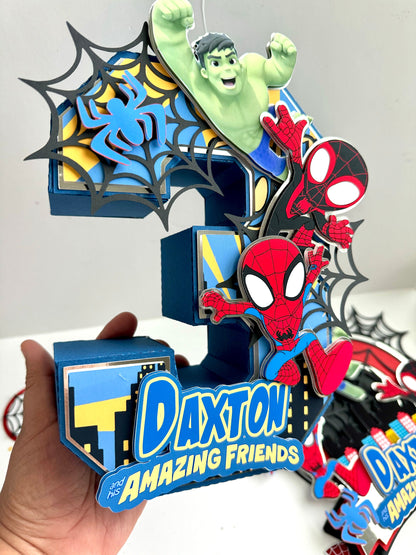 Spidey & his amazing friends The Amazing Friends Centerpiece Decor, Spiderman Party Favor, 3D Spiderman decor, Boy Spider-Man Birthday