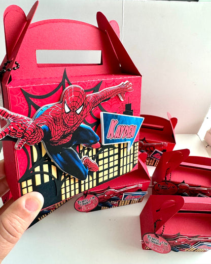 Spider Man favor Box, Spider-Man Birthday, Spiderman Party Bags, Spiderman Gable Bags, Spiderman Party Gift Bag, Spiderman 3D Candy Box