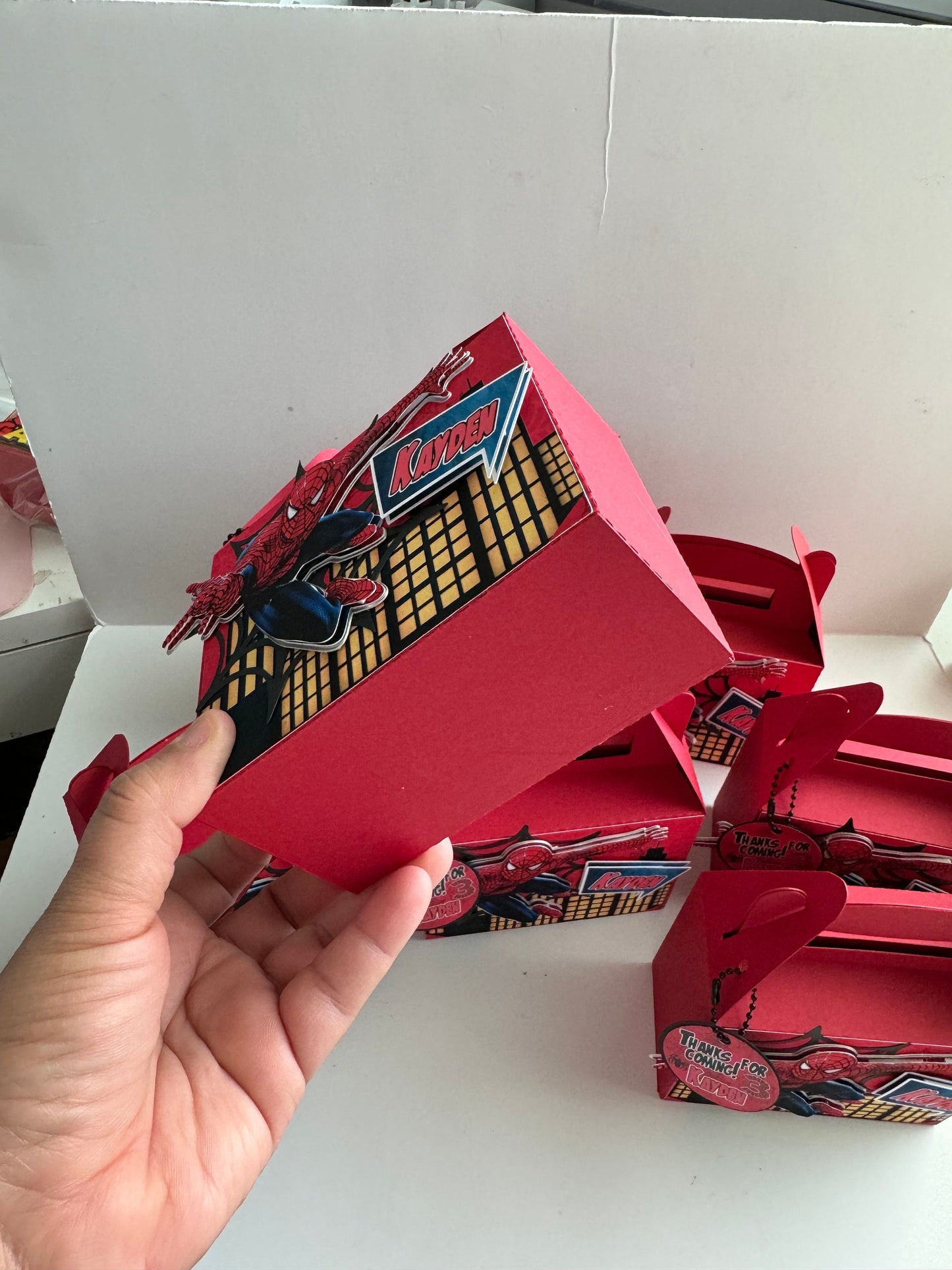 Spider Man favor Box, Spider-Man Birthday, Spiderman Party Bags, Spiderman Gable Bags, Spiderman Party Gift Bag, Spiderman 3D Candy Box