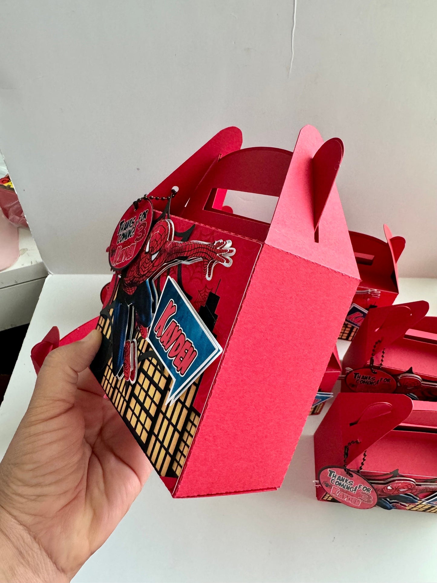 Spider Man favor Box, Spider-Man Birthday, Spiderman Party Bags, Spiderman Gable Bags, Spiderman Party Gift Bag, Spiderman 3D Candy Box