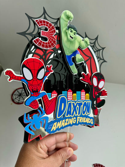 Spidey cake topper, Spider and friends , Spiderman Cake topper, Spiderman Cake topper, Spider and amazing friends, Spiderman 3D Candy Bo