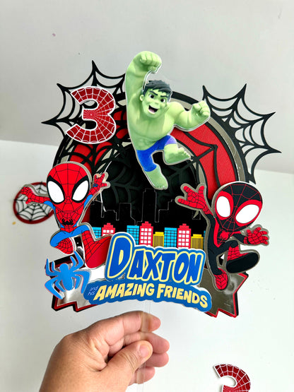 Spidey cake topper, Spider and friends , Spiderman Cake topper, Spiderman Cake topper, Spider and amazing friends, Spiderman 3D Candy Bo