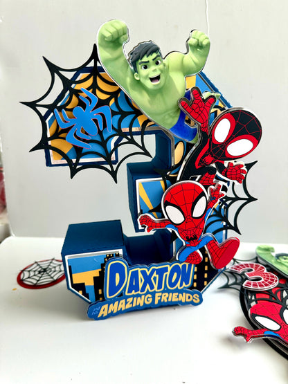 Spidey & his amazing friends The Amazing Friends Centerpiece Decor, Spiderman Party Favor, 3D Spiderman decor, Boy Spider-Man Birthday