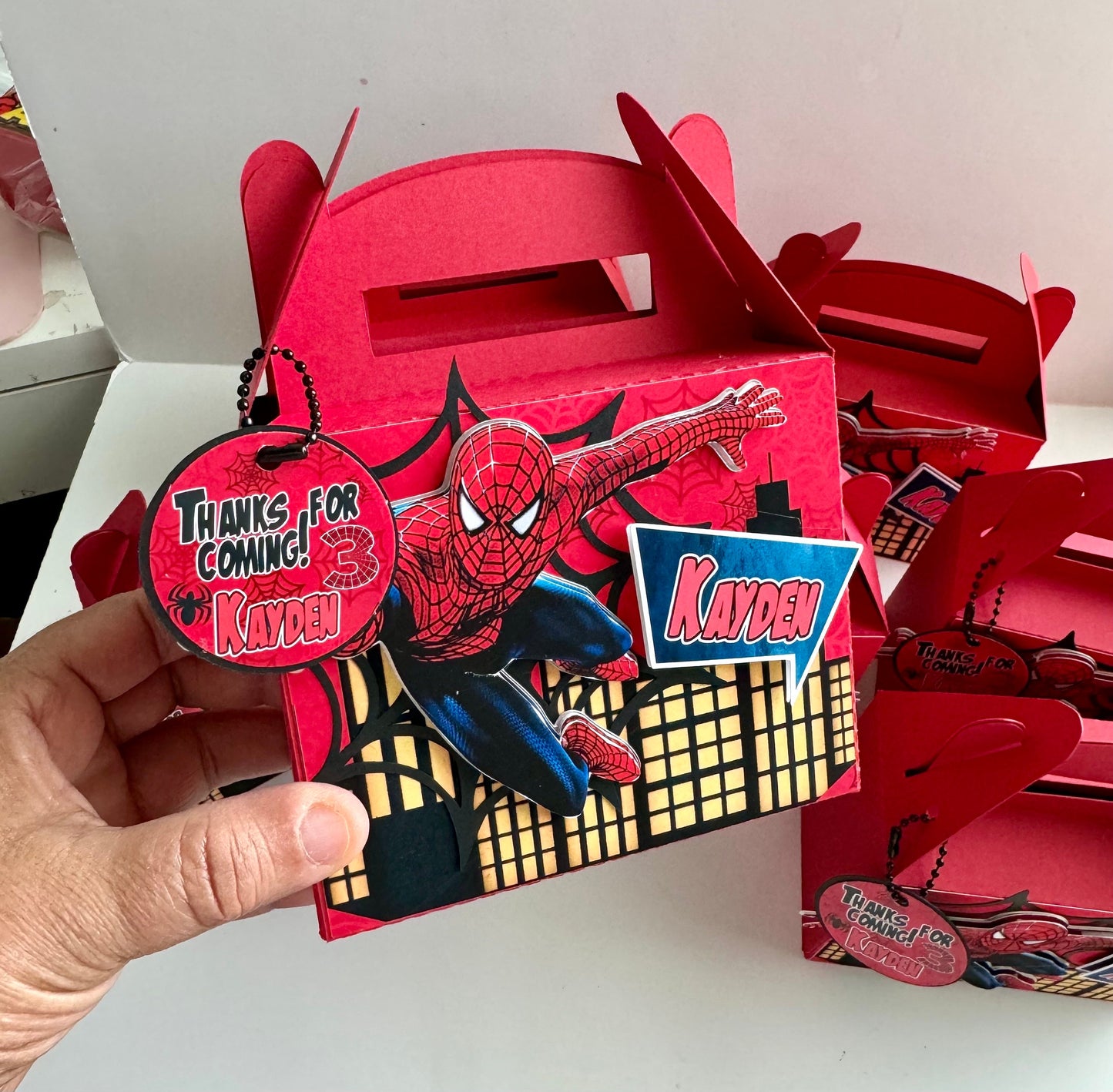 Spider Man favor Box, Spider-Man Birthday, Spiderman Party Bags, Spiderman Gable Bags, Spiderman Party Gift Bag, Spiderman 3D Candy Box