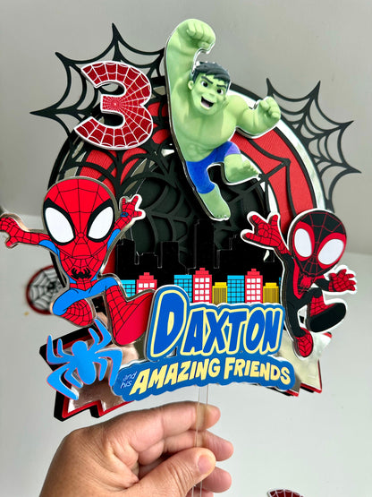 Spidey cake topper, Spider and friends , Spiderman Cake topper, Spiderman Cake topper, Spider and amazing friends, Spiderman 3D Candy Bo