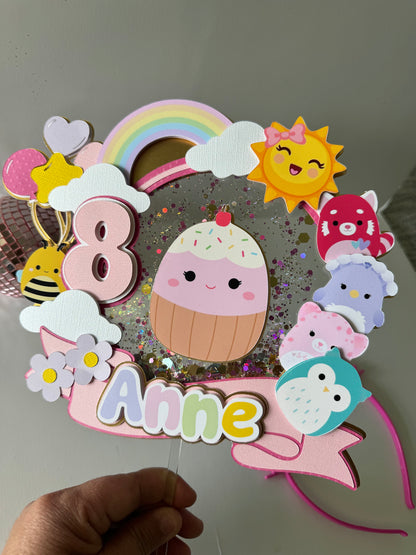 Squishmallows Theme Cake Topper | Cute Plush Animal Cake Topper | Birthday Cake Topper | Party Decoration