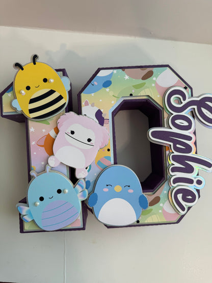 Squishmallows 3D Number.  Party Decorations. Squishmallows Birthday Party.  Personalized Squishmallows Party Decor. Squishies